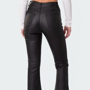 Edikted Black Faux Leather Flare Pants